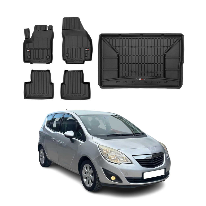 Kit Tapis de Sol et Coffre pour Opel Meriva B 2010-2017 TPE Noir