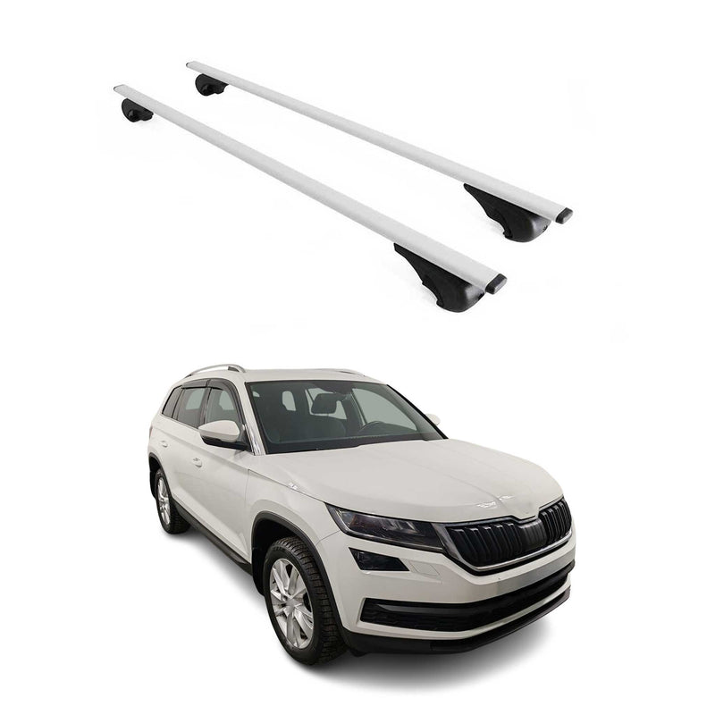 Barres de toit Transversales pour Skoda Kodiaq 2017-2024 Fer Argent