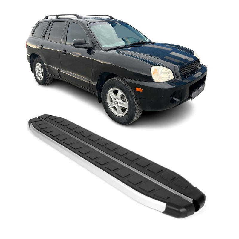 Marchepieds Latéraux pédale pour Hyundai Santa Fe 2000-2006 Alu Noir Gris 2Pcs