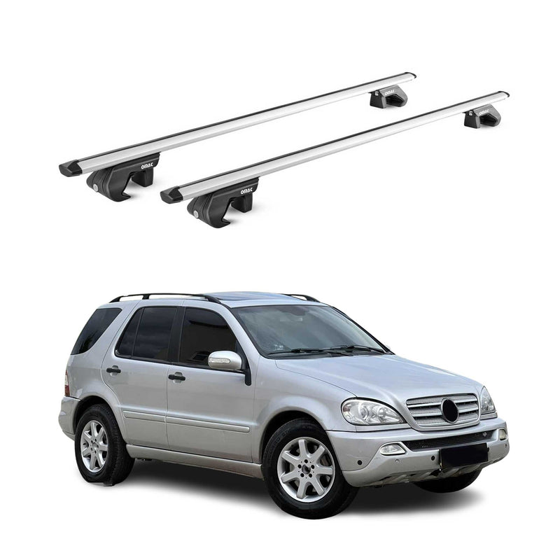 Barres de toit transversales ABE pour Mercedes ML 1997-2015 5 P Alu Gris 2x