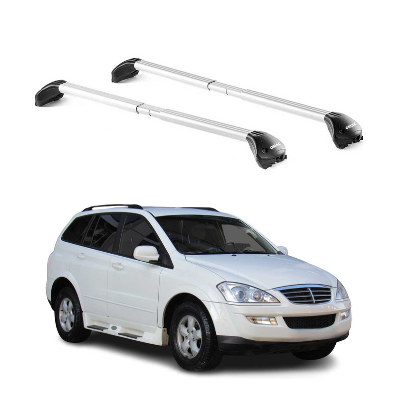 Barres de toit pour Ssangyong Kyron 2005-2011 5P Gris Argenté 2 pièces ABE