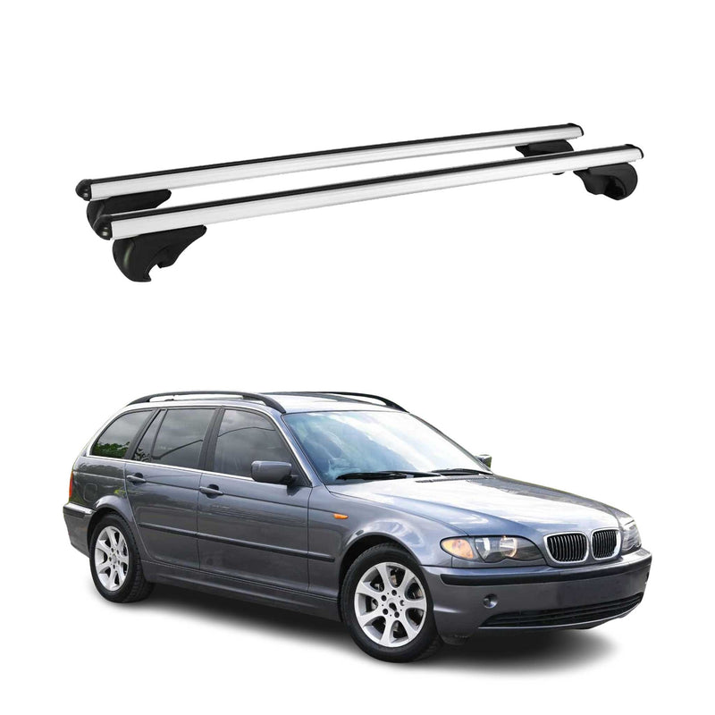 Barres de toit transversales pour BMW Série 3 E46 Break 1999-2007 Alu Argent