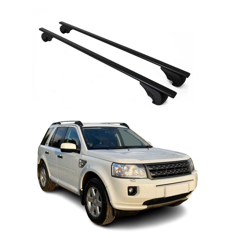 Barres de toit Transversales pour Land Rover Freelander 2006-2015 Fer Noir