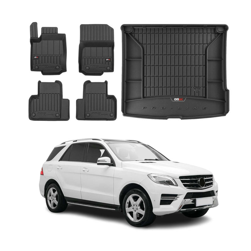 Kit Tapis de Sol et Coffre pour Mercedes Classe ML W166 2011-2015 TPE Noir
