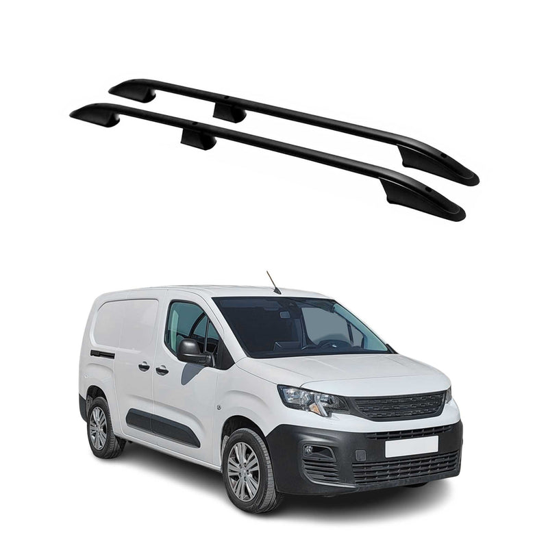 Barres de toit longitudinales pour Peugeot Partner 2018-2024 L2 Long Alu Noir