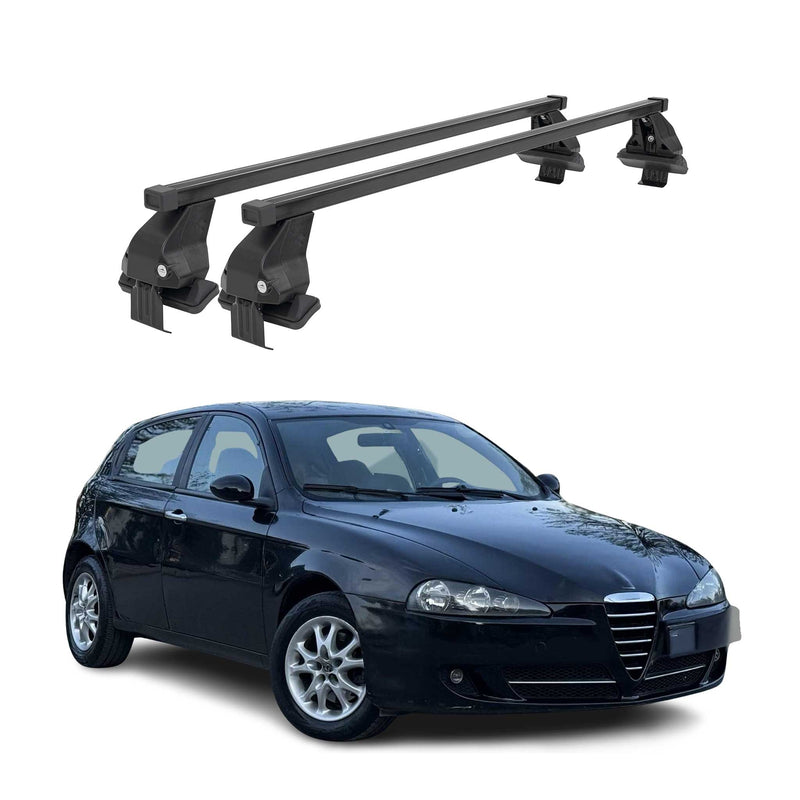 Barres de toit transversales Menabo pour Alfa Romeo 147 3 portes 2000-2010 Noir