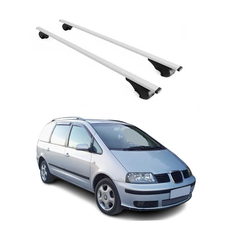 Barres de toit Transversales pour Seat Alhambra 1996-2010 Fer Argent