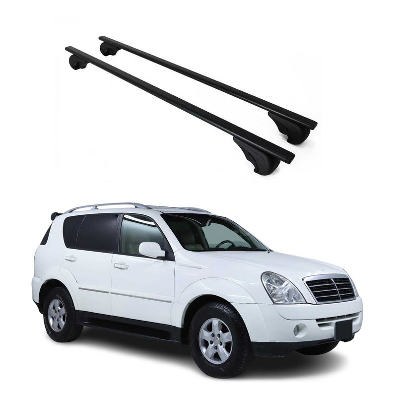 Barres de toit Transversales pour Ssangyong Rexton 2001-2012 Fer Noir