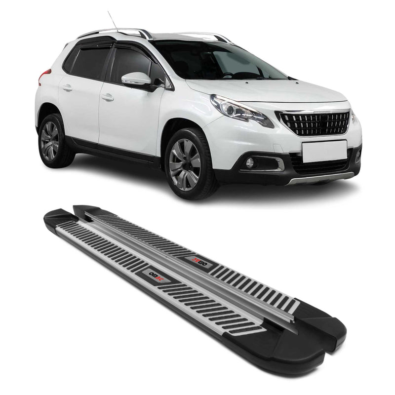 Marchepieds Latéraux pour Peugeot 2008 2013-2019 Aluminium Noir Gris 2Pcs