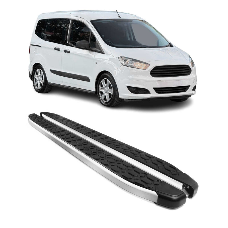 Marchepieds Latéraux pour Ford Transit Tourneo Courier 2014-24 L1 Alu Noir Gris
