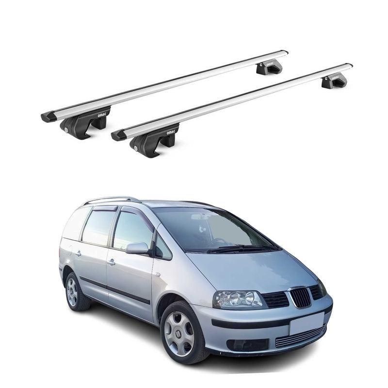 Barres de toit transversales ABE pour Seat Alhambra 7M 1996-2020 5 P Alu Gris 2x