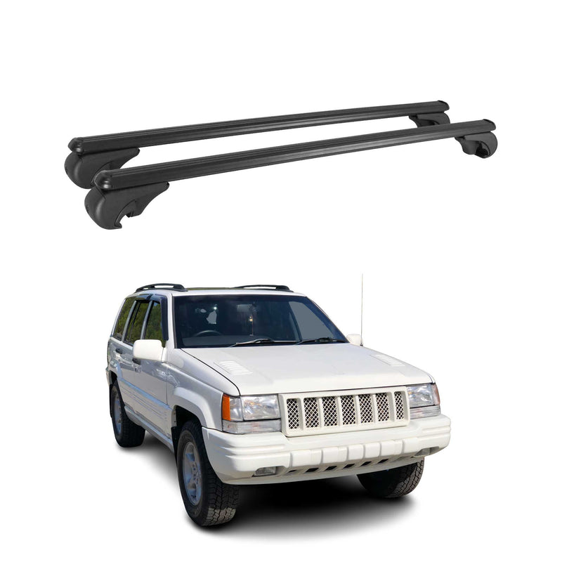 Barres de toit Transversales pour Jeep Grand Cherokee 1991-1999 Aluminium Noir