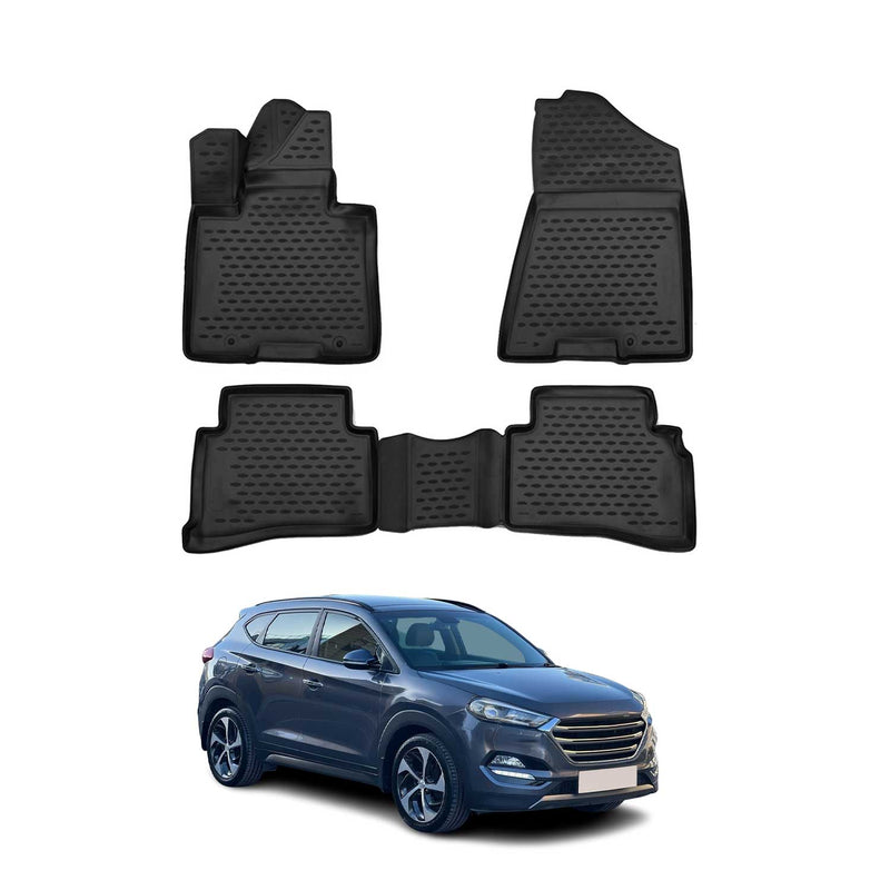 OMAC Tapis de sol pour Hyundai Tucson 2015-2020 en caoutchouc Noir