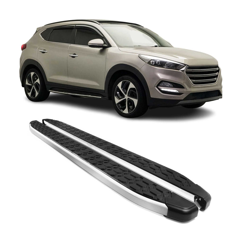 Marchepieds Latéraux pour Hyundai Tucson 2015-2020 Gris Noir Aluminium 2Pcs