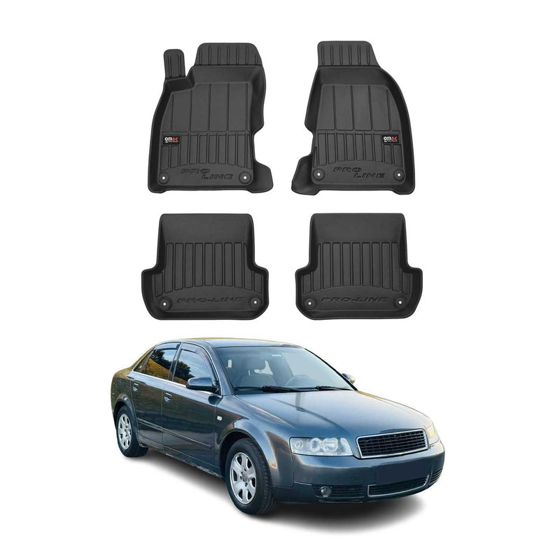 OMAC Tapis de sol caoutchouc pour Audi A4 B6 Berline 2001-2004 Noir Premium