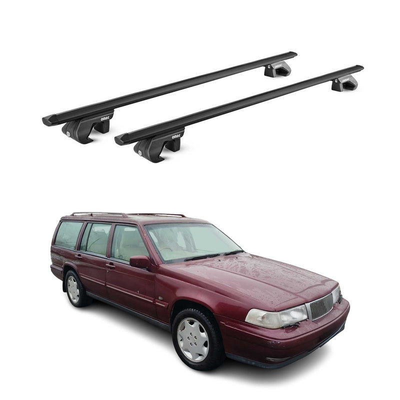 Barres de toit transversales ABE pour Volvo 960 1991-1998 5 P Alu Noir 2x