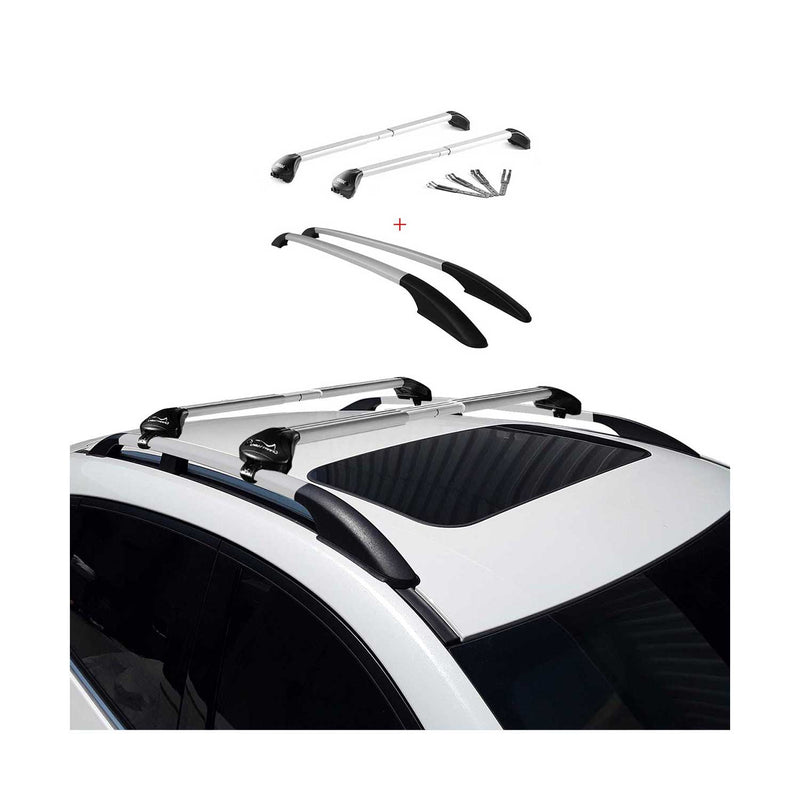KIT Barres de toit trans+long pour Ford Kuga 2012-2019 Alu Argent