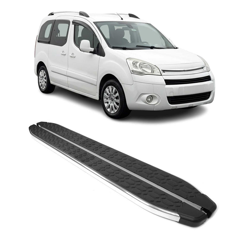 Marchepieds Latéraux pour Citroen Berlingo 2008-18 L1 inox Brillant Argent Noir