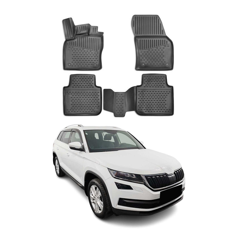 OMAC Tapis de sol pour Skoda Kodiaq 2016-2025 sur mesure en caoutchouc Noir