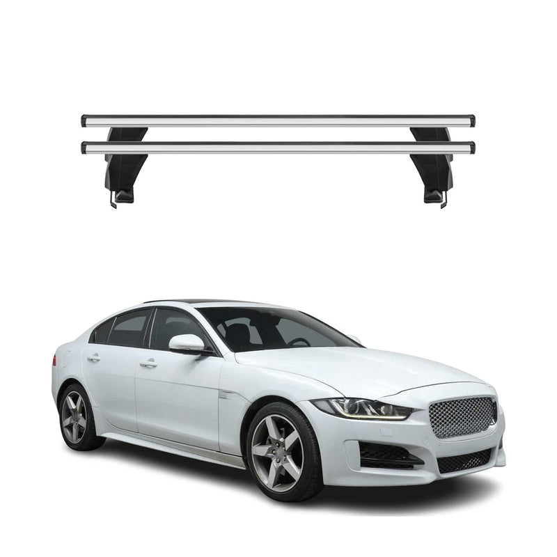 Menabo Barres de toit Transversales pour Jaguar XE 2015-2019 Alu Gris ABE 2x
