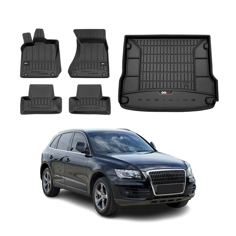 Kit Tapis de Sol et Coffre pour Audi Q5 2008-2017 TPE Noir