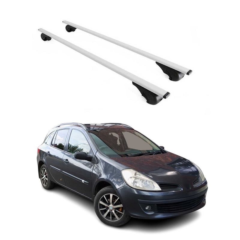 Barres de toit Transversales pour Renault Clio Grandtour 2005-2012 Fer Argent