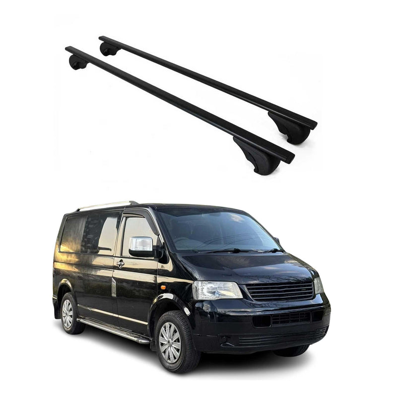 Barres de toit Transversales pour VW Transporter T5 2003-2015 Fer Noir