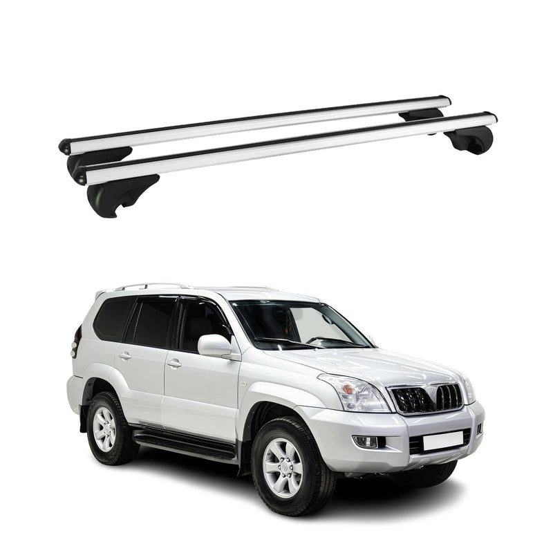 Barres de toit Transversales pour Toyota Land Cruiser 2003-2007 Aluminium Argent
