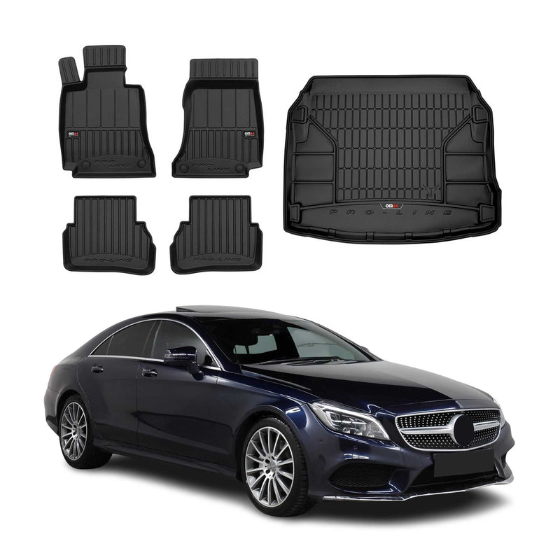 Kit Tapis de sol et coffre pour Mercedes CLS C218 2010-2018 Noir OMAC Premium