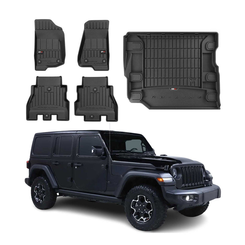 Kit Tapis de Sol et Coffre pour Jeep Wrangler 2017-2022 TPE Noir