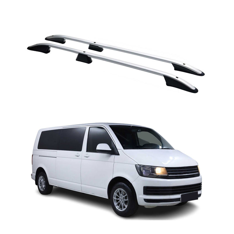 Barres de toit longitudinales pour VW T6 Transporter 2015-2021 L2 Long Alu Gris
