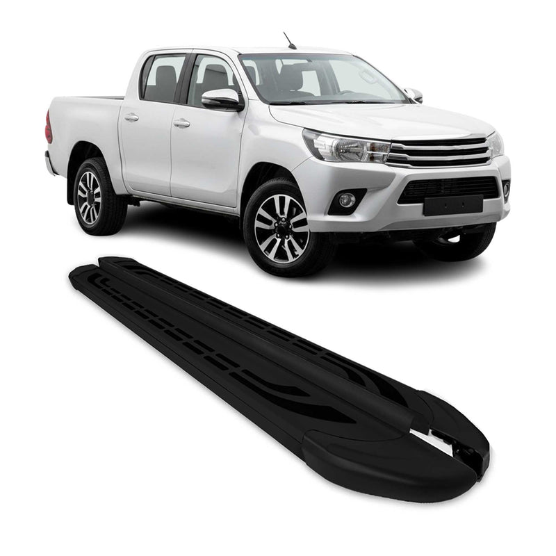 Marchepieds Latéraux pédale pour Toyota Hilux Double Cab 2015-2025 Alu Noir 2Pcs