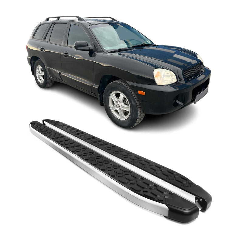 Marchepieds Latéraux pour Hyundai Santa Fe 2000-2006 Gris Noir Aluminium 2Pcs
