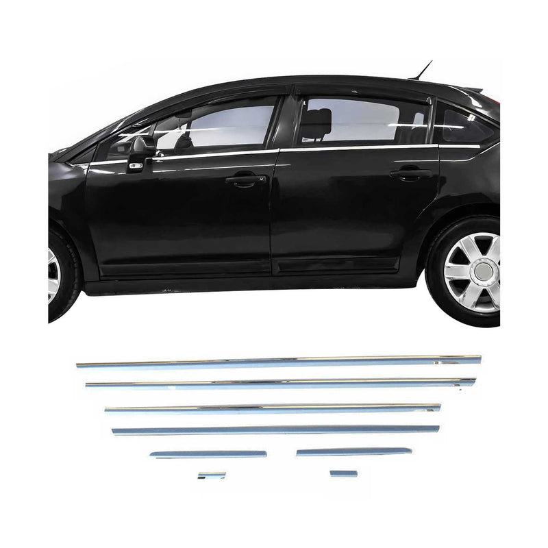 Garniture Baguette de Vitre pour Citroen C4 2004-2010 en acier inoxydable 8Pcs