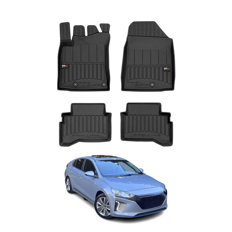 OMAC Tapis de sol en caoutchouc pour Hyundai Ioniq 2016-2022 Noir Premium