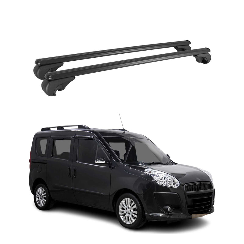 Barres de toit Transversales pour Fiat Doblo 2010-2021 Aluminium Noir