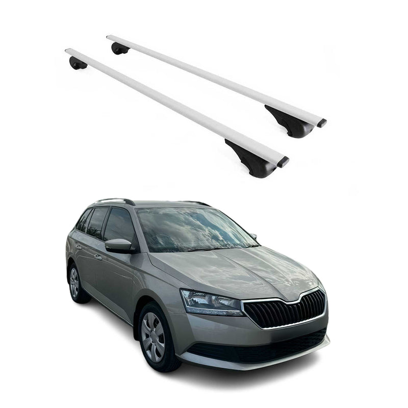 Barres de toit Transversales pour Skoda Fabia Break 2014-2024 Fer Argent