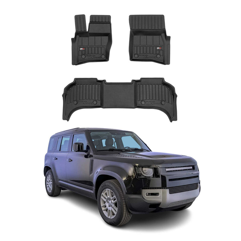 OMAC Tapis de sol en caoutchouc pour Land Rover Defender 2019-2025 Noir Premium