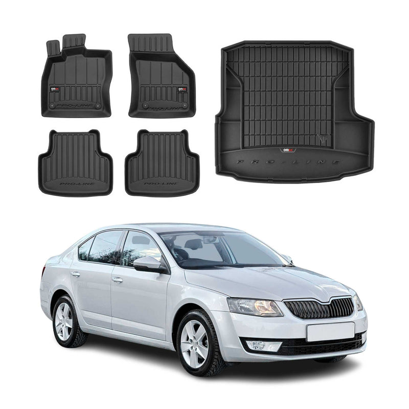 Kit Tapis de Sol et Coffre pour Skoda Octavia 2012-2020 TPE Noir
