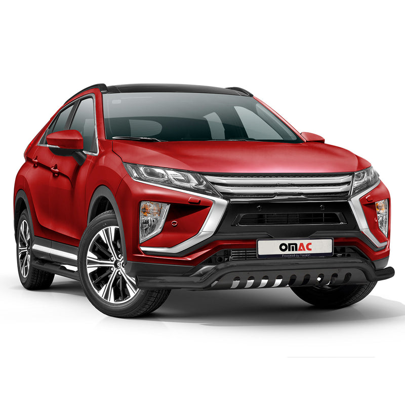 Pare-Buffle Avant Pour Mitsubishi Eclipse Cross 2017-2025 Noir en Acier Inoxy