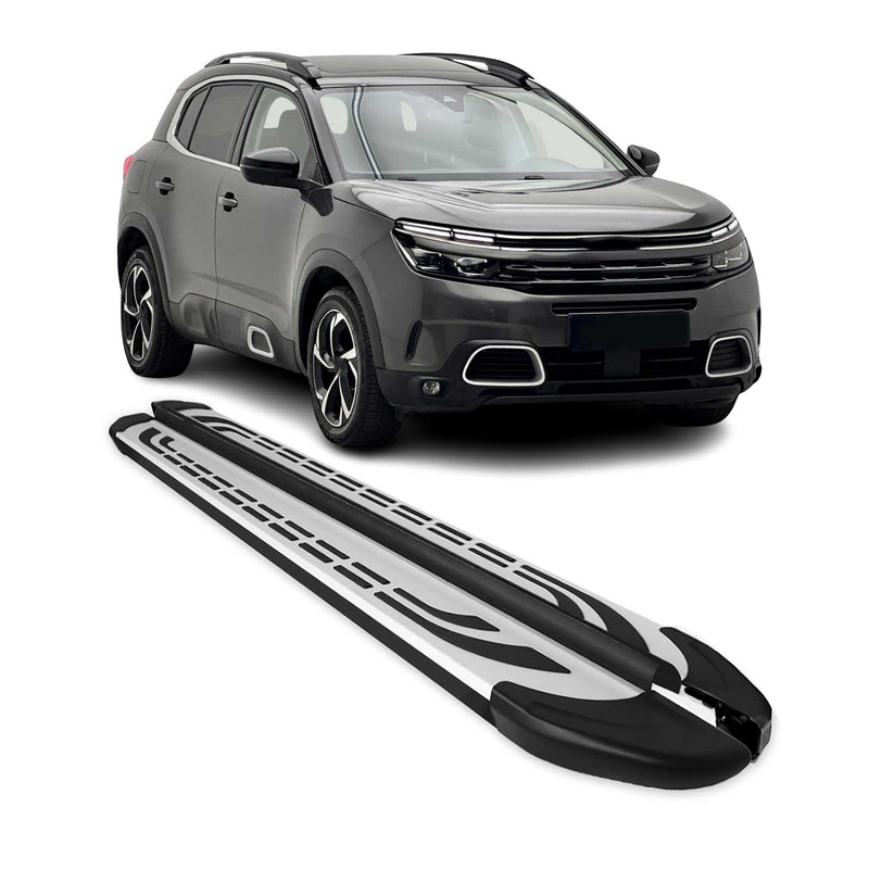 Marchepieds Latéraux pour Citroen C5 Aircross 2018-2025 Aluminium Gris Noir 2Pcs