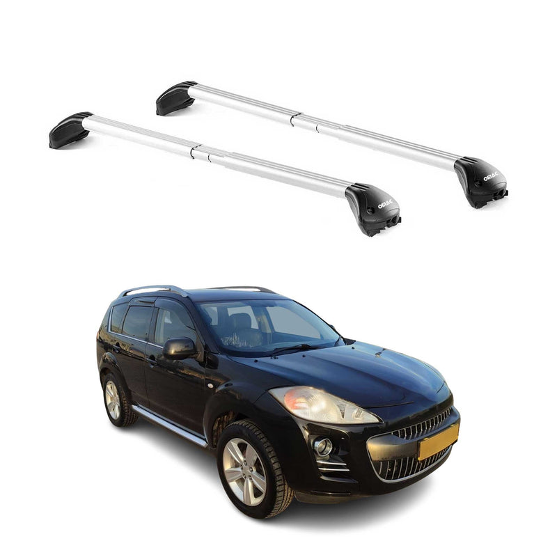 Barres de toit transversales pour Peugeot 4007 2007-2012 Gris Argenté 2x ABE
