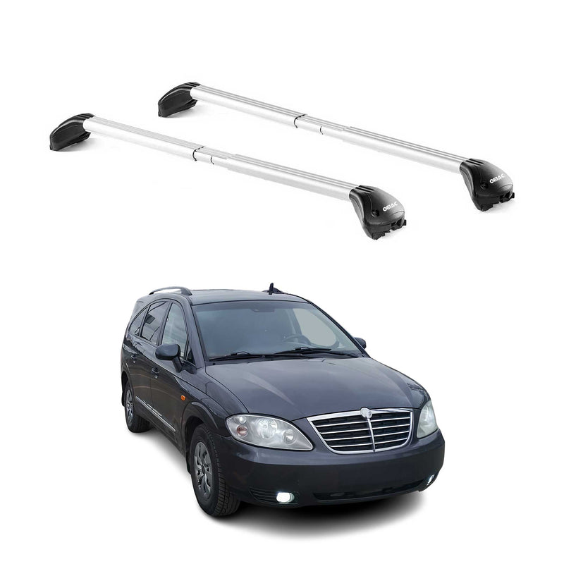 Barres de toit pour Ssangyong Rodius 2004-2019 5P Gris Argenté 2 pièces ABE