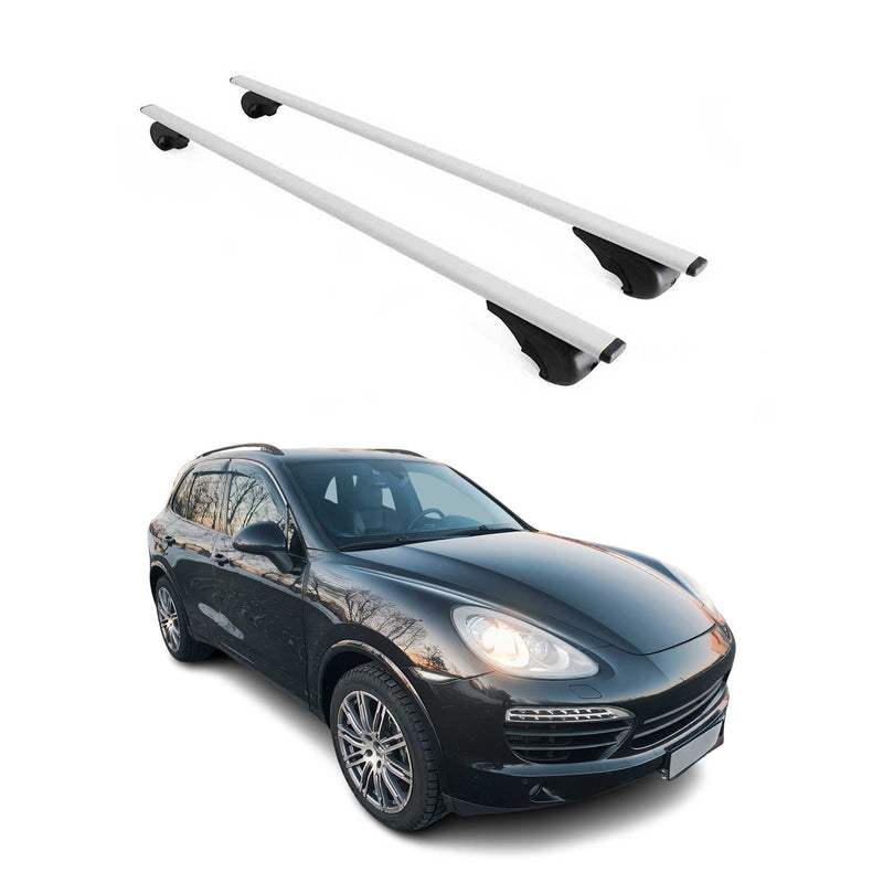 Barres de toit Transversales pour Porsche Cayenne 92A 2010-2017 Fer Argent