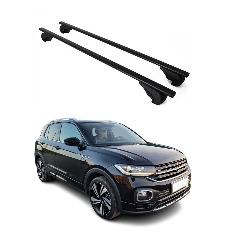 Barres de toit Transversales pour VW T-Cross 2018-2024 Fer Noir