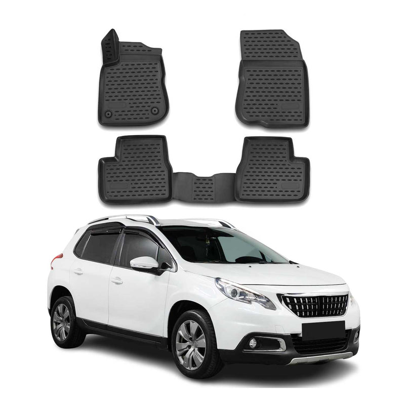 OMAC Tapis de sol pour Peugeot 2008 2013-2018 sur mesure en caoutchouc Noir