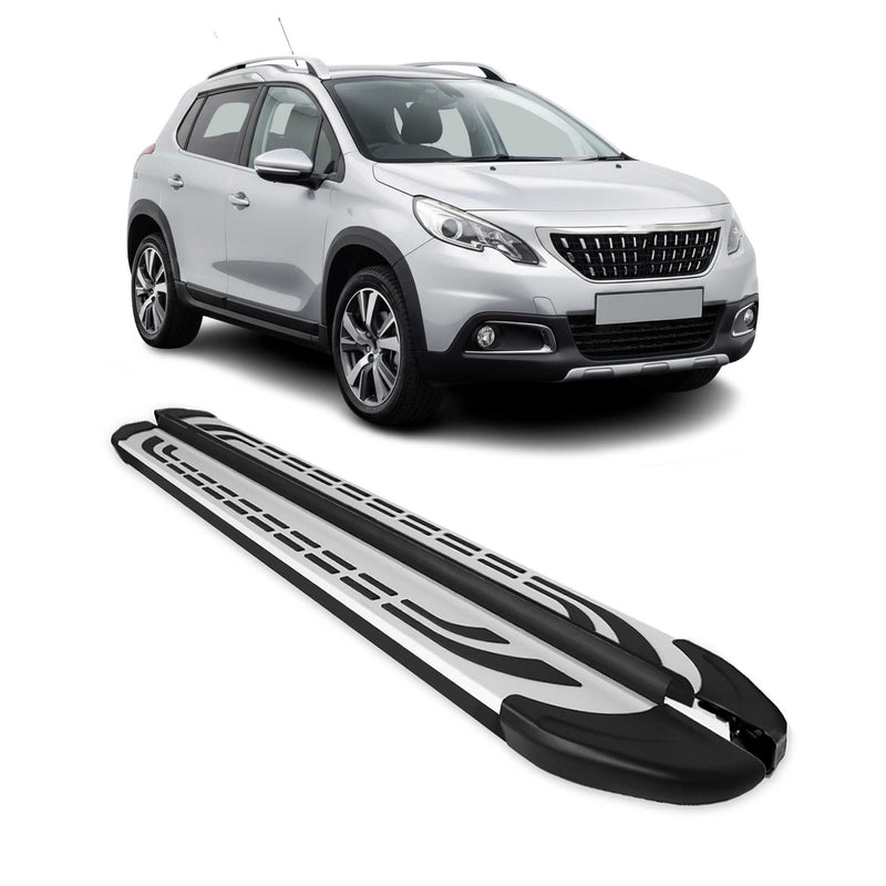 Marchepieds Latéraux pédale pour Peugeot 2008 2017-2019 Aluminium Gris Noir 2x