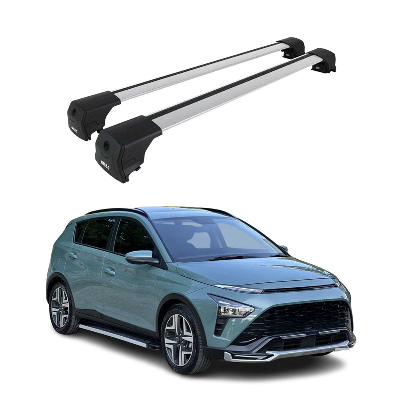 Barres De Toit Transversales pour Hyundai Bayon 2021-2025 Aluminium Gris ABE