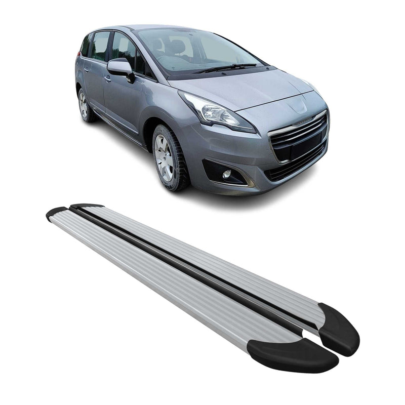 Marchepieds Latéraux pédale pour Peugeot 5008 2009-2016 Aluminium Argent 2Pcs