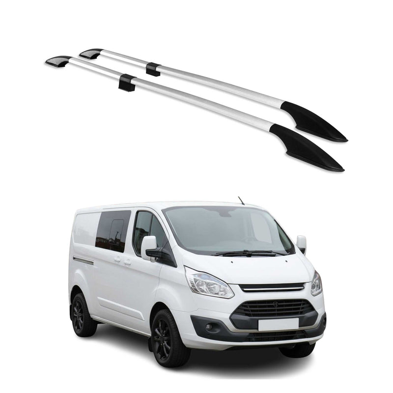 Barres de toit longitudinales pour Ford Tourneo Custom 2012-24 L2 Long Alu Gris